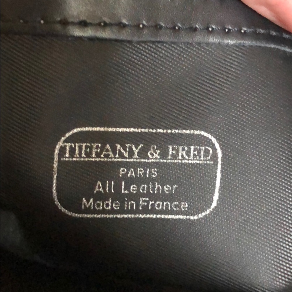 Tiffany & Fred Black Embossed Leather Bowler Bag Gem